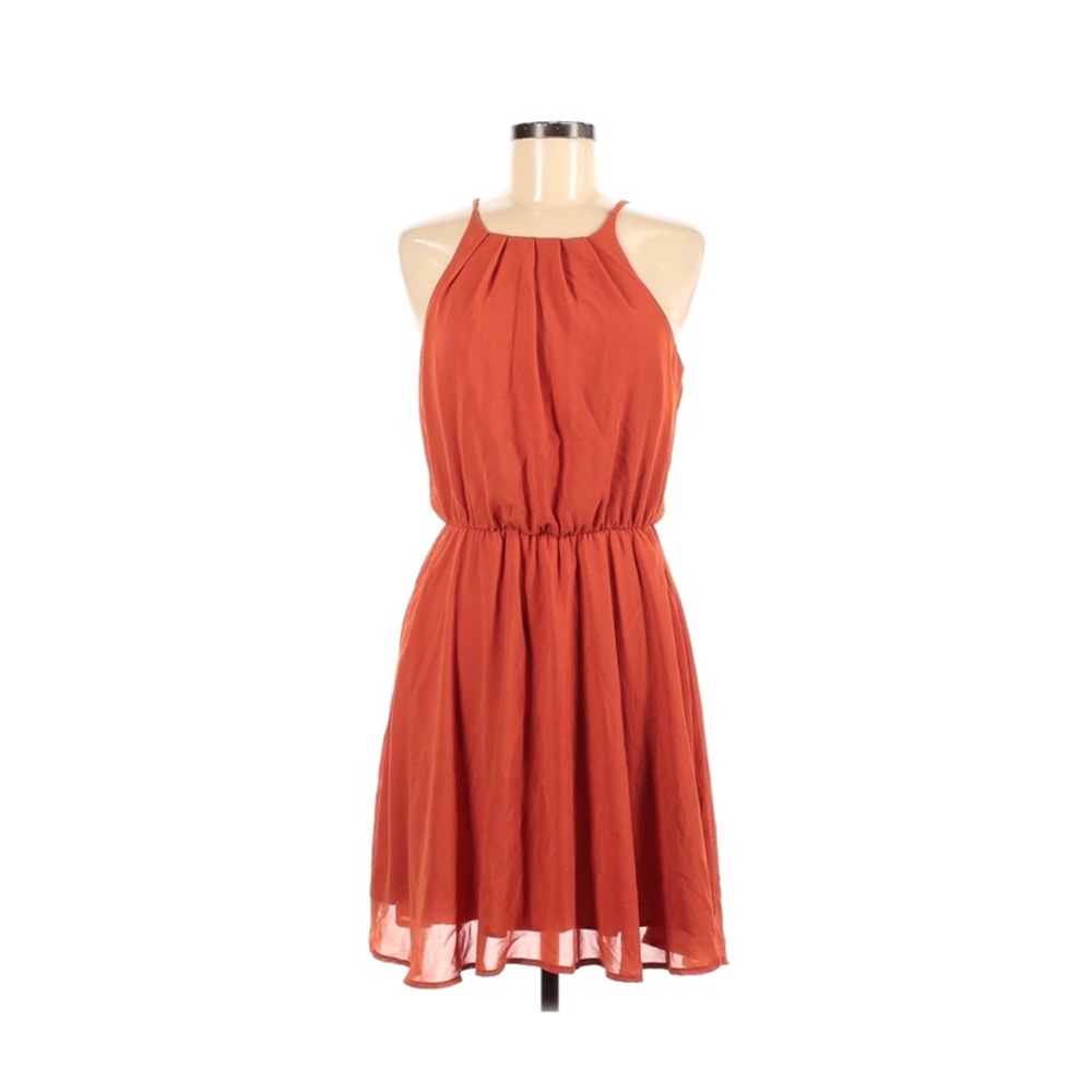Orange halter mini dress